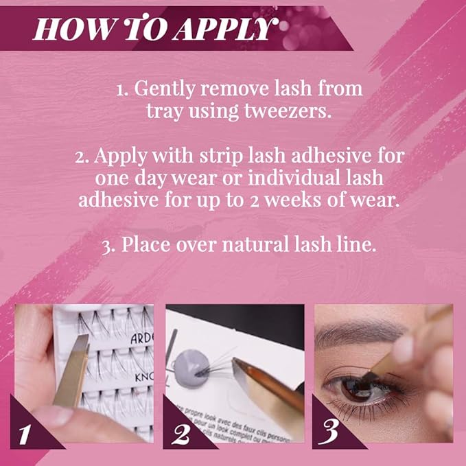 Ardell False Eyelashes Double Up Individuals, Knot-Free Long Black, 4 Pack