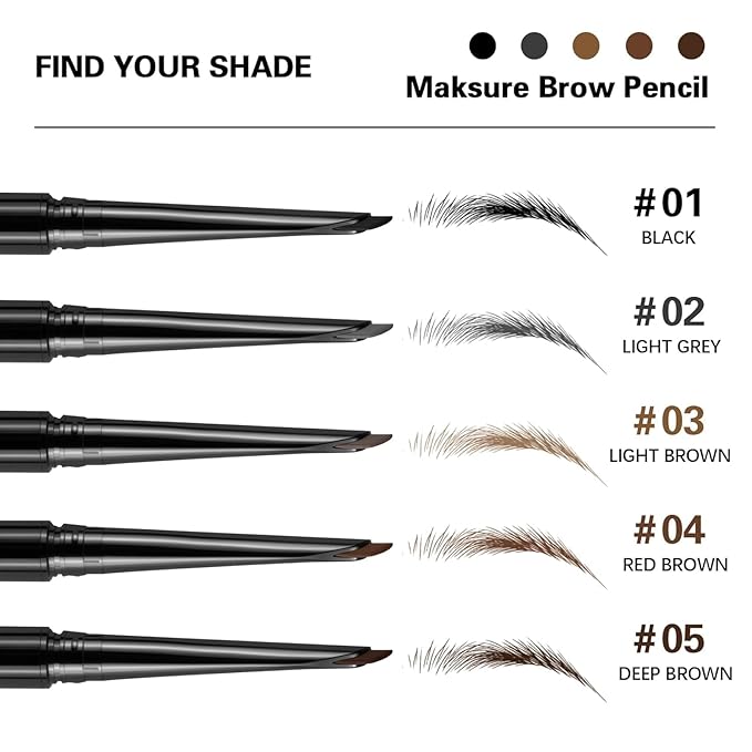 Microblading Eyebrow Pencil,Eyebrow Retractable Definer Pencil,Angled Precision Tip,0.1MM Ultra Slim Eyebrow Makeup,Long-Lasting Waterproof,Smudgeproof (04 RED BROWN, 2 Pack)
