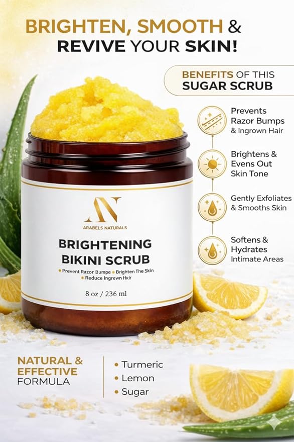 Bikini Area Exfoliator Exfoliating Body Scrub, Brightening Body Exfoliator Exfoliating Scrub, Bump Eraser KP Body Exfoliant Shower Scrub Ingrown Hair Treatment Razor Bump Treatment Body Scrubs 8 OZ