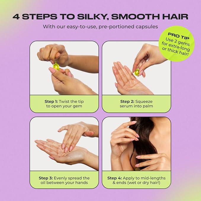 INH Hair Gloss Gems - Lightweight Hair Oil Perfume Capsules for Dry, Damaged, or Frizzy Strands, Smoothing Anti Frizz Shine Serum with Argan & Batana Oil, Vegan Leave In Treatment, 35 Capsules