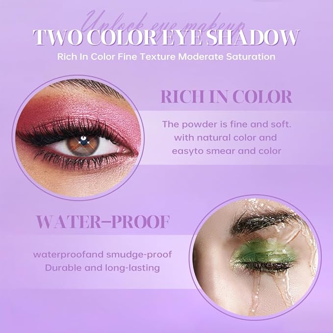 Mini Green Shimmer Eyeshadow Duo – Lime Glow & Forest Moss Metallic Eye Shadow Palette, High Pigment Long-Lasting Blendable Green Makeup for Brown Hazel Eyes, Wear, Party Glam, Stage & Night Out Looks
