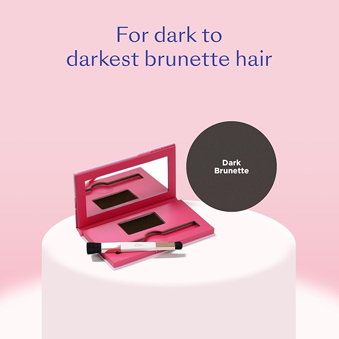 eSalon Root Touch Up + Brow Powder, Conceal & Cover (Dark Brunette) - Hairline Powder for Women - Scalp Concealer & Filler for Thinning & Gray Hair Coverage - Creates Thicker & Fuller-Looking Hair