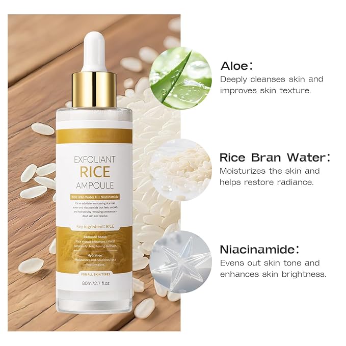 Peel Shot Glow White Rice Exfoliant Peeling Ampoule, Soft Exfoliating Face and Body Scrub, Facial Exfoliator, Deep Hydration Serum, 80ml
