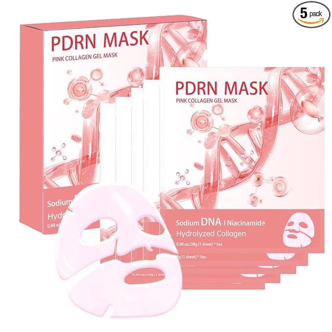 5 Pack Salmon DNA PDRN Pink Collagen Gel Face Mask – Overnight Hydrogel Korean Skincare, Firming & Hydrating Mask for Elasticity, Radiance Boost, Skin Recovery, All Skin Types