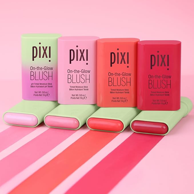 Pixi On-the-Glow Blush Stick in Juicy, Hydrating Tinted Moisture Stick for Cheeks and Lips with Ginseng, Aloe Vera and Fruit Extracts, Twist-Up Design, Paraben-Free, 19g / 0.6 oz