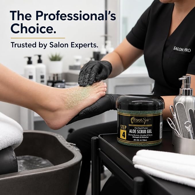 FOOT SPA - Exfoliating Scrub Gel, 4 Oz - Manicure, Pedicure and Body Exfoliator Infused with Aloe Vera and Salicylic Acid - Glow, Polish, Smooth and Moisture Skin - Body, Hand and Foot
