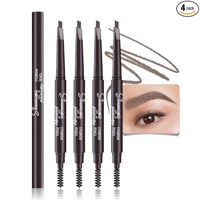 WanTuoluo Eye Brow Pencils for Women, Retractable Soft Brown Eyebrow Pencil with Brow Brush for Eye Makeup, Ultimate Thin Definer Pencils, Fine Tip lapiz de cejas-Dark Brown