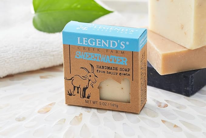 Legend's Creek Farm Goat Milk Soap - Cleansing Moisturizing Bar for Hands and Body - 5 Oz Creamy Lather, Nourishing, Gentle Natural Soap for Sensitive Skin (Sweetwater, Pack of 3)