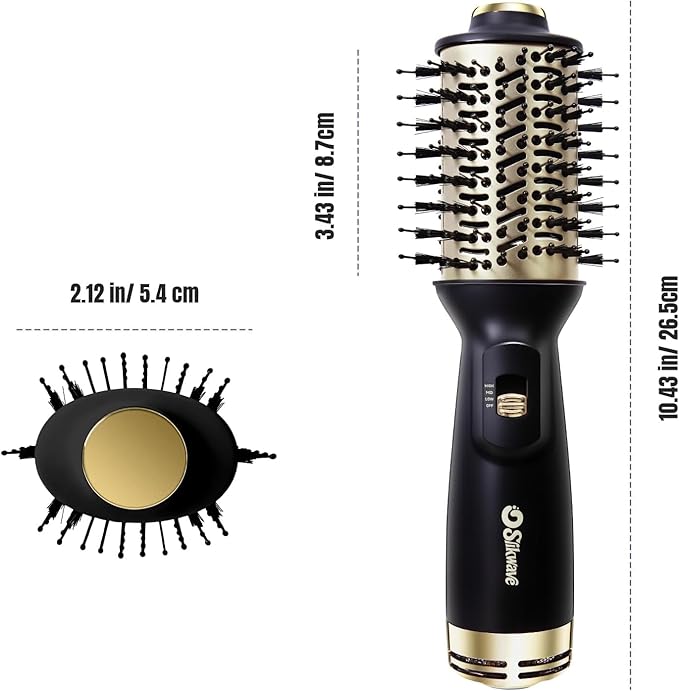 Hair Dryer Brush Blow Dryer Brush 4 in 1, 2 Inch Hot Air Brush for Hair Drying & Styling | Ionic Oval Barrel for Smooth, Frizz-Free Volume Blowout, Dual Voltage Travel Hair Dryer Brush (Black)