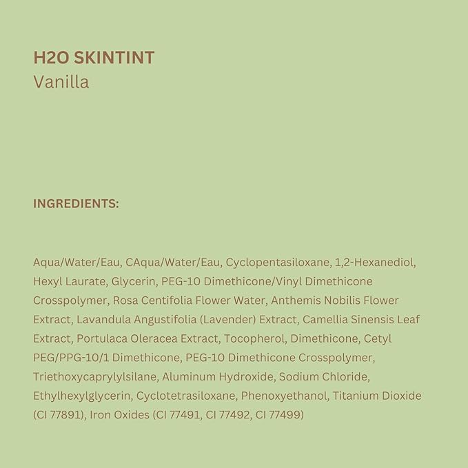 Pixi H2O SkinTint | Tinted Face Gel Moisturizer | Lightweight Hydrating Coverage with Hyaluronic Acid | Evens Skin Tone & Reduces Redness | Oil-Free Dewy Finish | Vanilla | 1.2 fl oz
