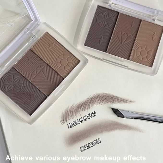 Eyebrow Powder Makeup Set - 3-Color Eyebrow Palette, Long-Lasting Eyebrows, Dark/Light Brown Eyebrow Powder, Fills and Shapes Perfect Brows for Women