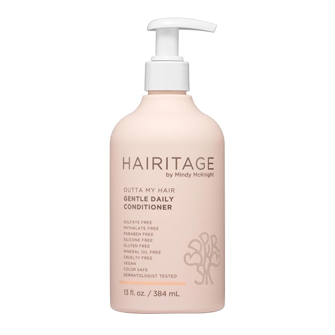 Hairitage Gentle Daily Moisture Conditioner Split End + Bond Strengthening for Dry, Damaged Hair with Jojoba Oil - Anti-Frizz, Hydrating, Ultra-Mild + Rich, Color Safe, Cherry + Amber Scent,13 fl. oz.
