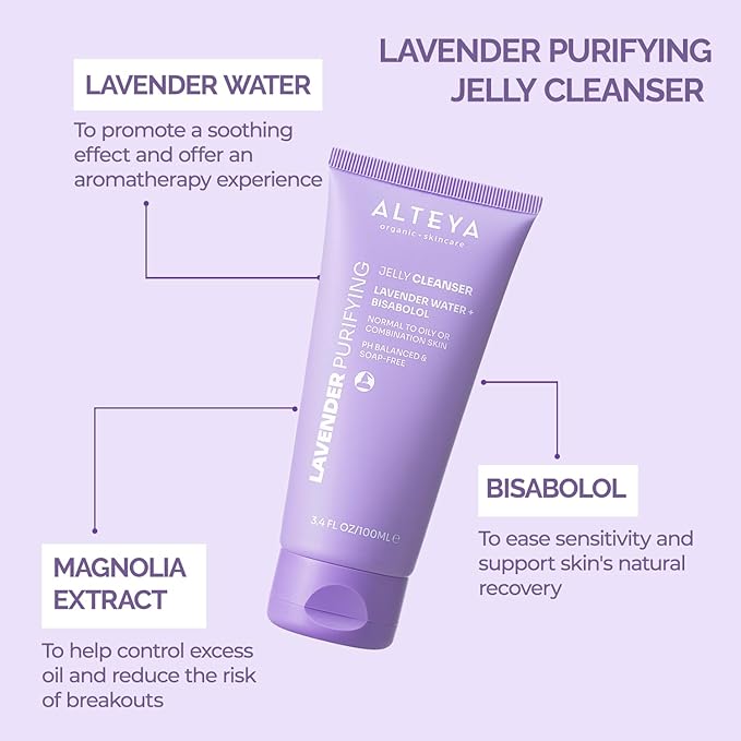 Alteya Organics Jelly Cleanser with Lavender Water and Bisabolol - Certified Organic - 3.4 Fl Oz/100mL