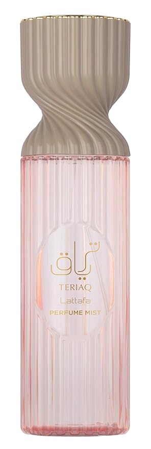 Lattafa Teriaq Perfume Mist 250ml – Spicy-Sweet Body Spray with Pink Pepper, Caramel, Bitter Almond, Rose, Rhubarb, Vanilla, Musk, Vetiver, Labdanum & Leather