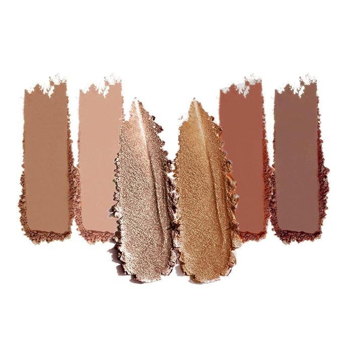 Matte Shimmer Glitter Mini Eyeshadow Palette – 6-Color Warm Caramel Rust Eye Shadow Kit, High Pigment Long-Lasting Waterproof Nude Brown Smokey Eyes Makeup Palette for Daily Wear & Soft Glam Looks
