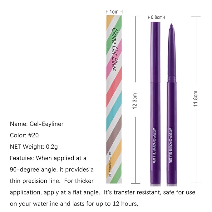 Eyeliner Pencil, Waterproof Eyeliner Long-lasting, Purple Eyeliners, High-Pigmented Colorful Eyeliners Easy To Use Eye Liner Pen for Women, Purple