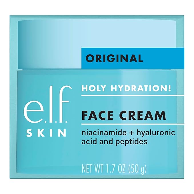 e.l.f. SKIN Holy Hydration! Face Cream with Hyaluronic Acid, Niacinamide & Peptides, Nourishing & Plumping Moisturizer, Vegan & Cruelty-Free