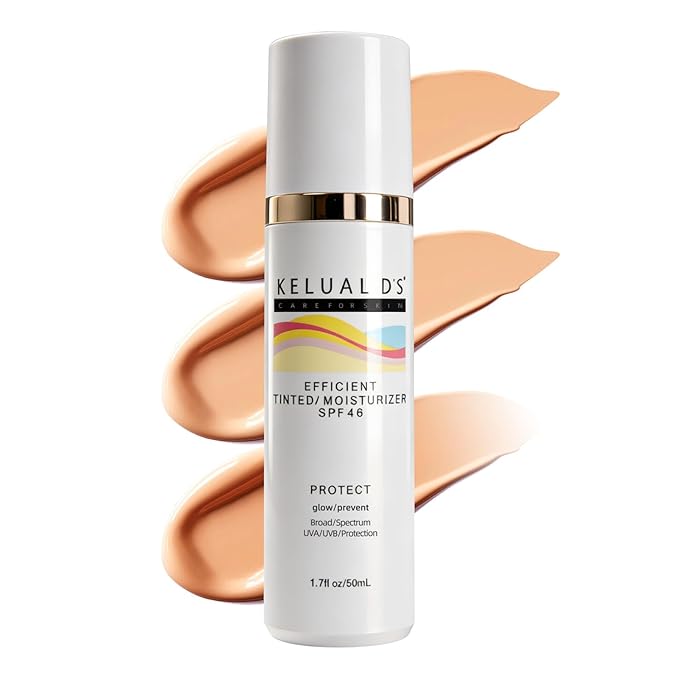 Tinted Moisturizer,Anti-Aging Tinted Face Moisturizer SPF 46 | Broad Spectrum SPF Protection, Hydrating Dewy Universal Tinted Moisturizer, 1.7oz/50ml