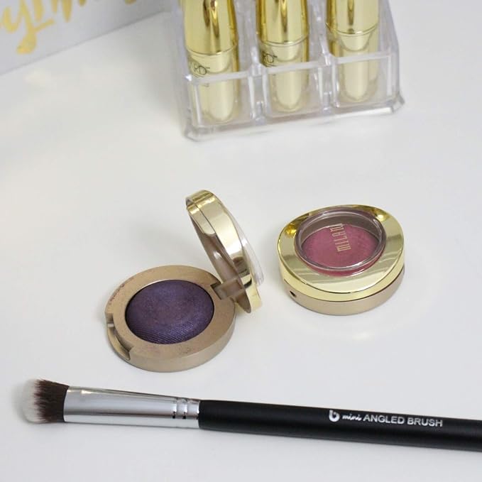 Angled Eyeshadow Blending Makeup Brush – Small Mini Angle Kabuki, Synthetic Eye Shadow Blender Brushes for Eyelid, Brow Bone, Crease, Cheek Highlighter, Setting Liquid Cream Mineral Powder Cosmetics