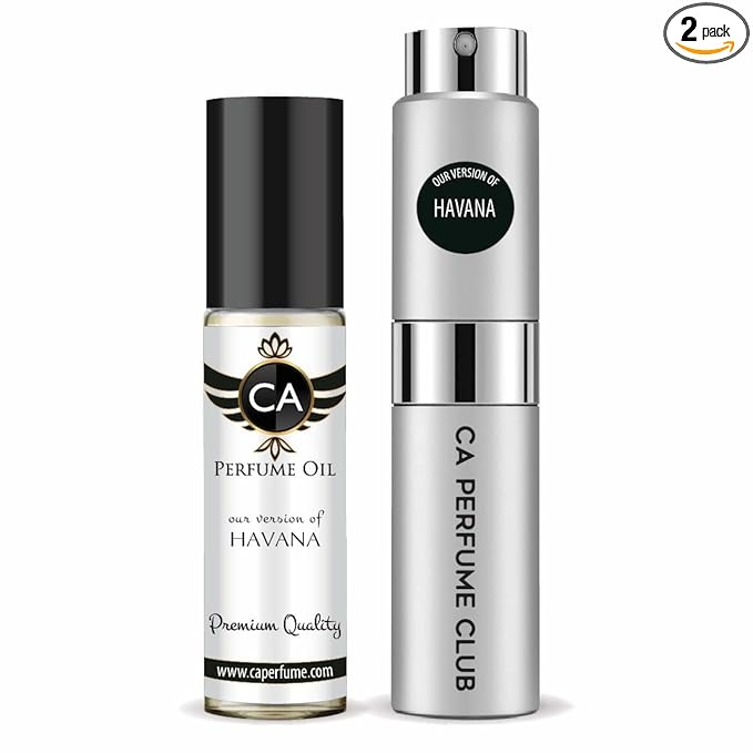 CA Perfume Duo Impression of Havana For Men Perfume Layering Set Mens Cologne Long Lasting Travel Size EDP + Body Oil Roll-On Bottle 0.27 Fl Oz+0.33 Fl Oz