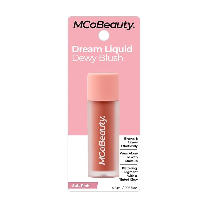 MCoBeauty - Dream Liquid Dewy Blush for Cheeks - Soft Pink Radiant Flush Shade - Fresh Glowing Cheeks - 4.6ml - Vegan, Cruelty Free - Face Makeup, Blush Liquid