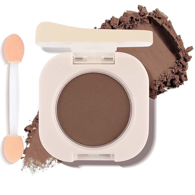 Dark Brown Eyeshadow with Brush, Single Matte Mini Eye shadow Palette, Silky Fine High Pigment Powder, Lightweight & Ultra-Blendable Formula, Ideal for Daily Natural Eye Makeup (#07)