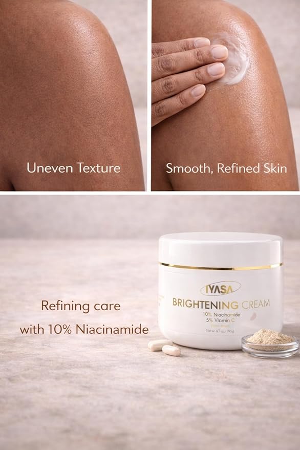 IYASA Brightening Cream for Face & Body, 5% Vitamin C & 10% Niacinamide, Water-Based Moisturizer Evens Tone & Revives Dull Skin, Clean, Vegan, Cruelty-Free, Sensitive Skin-Safe, 16 oz.