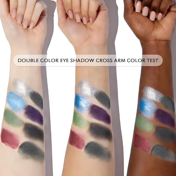 Silver Shimmer & Charcoal Black Matte Eyeshadow Palette, 2 Color Smokey Eye Shadow Smooth Blendable Long Lasting Cool Tone Mini Travel Eyeshadow Palette for Glam Party Looks 1#