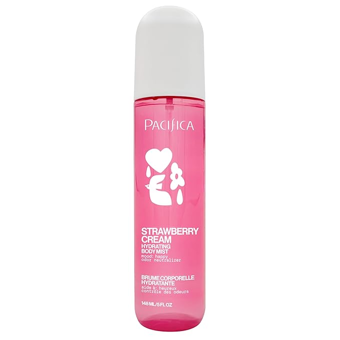 Pacifica Strawberry Cream Fruity Body Mist for Women – Sweet Strawberry Vanilla Cream Fragrance Spray, Hydrating, Odor Neutralizing, Vegan & Cruelty-Free, Phthalate-Free, 5 oz