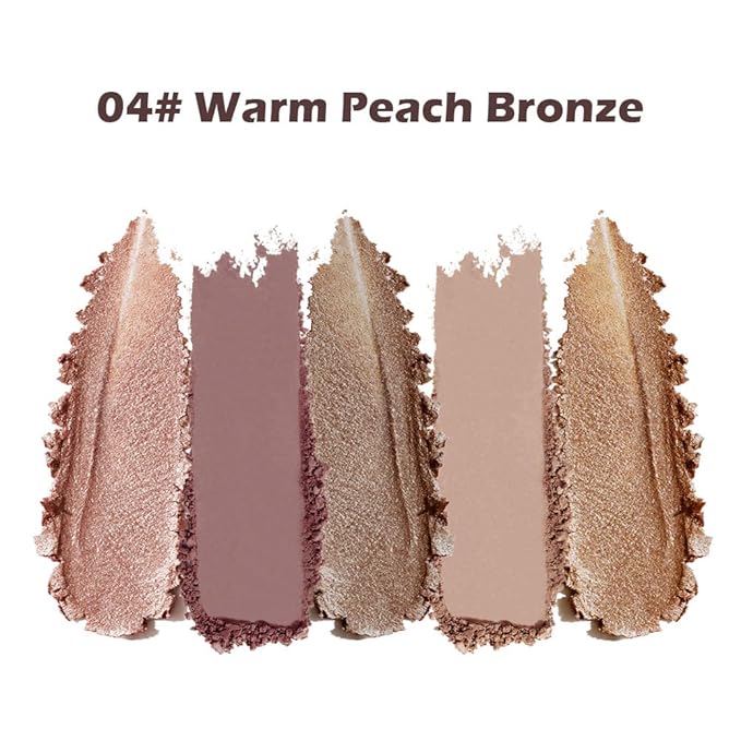 Mivota Warm Brown Nude Eyeshadow Palette 5 Colors Peach Pink Shimmer and Matte Brown Highly Pigmented Long Lasting Blendable Bronze Neutral Eyeshadow for Natural Daily Makeup, 4#