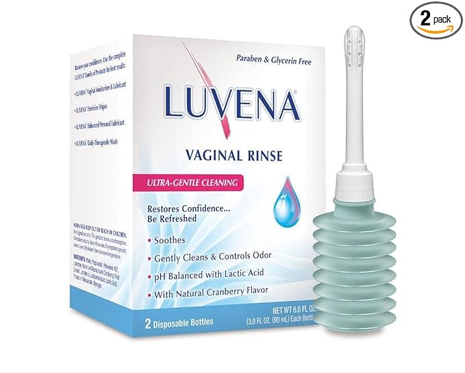 Luvena Vaginal Rinse for Women - Ultra-Gentle Intimate Cleansing Wash - pH Balanced, Lactic Acid & Natural Enzymes, Reduces Odor, Paraben Free - 3 oz (2 Pack)