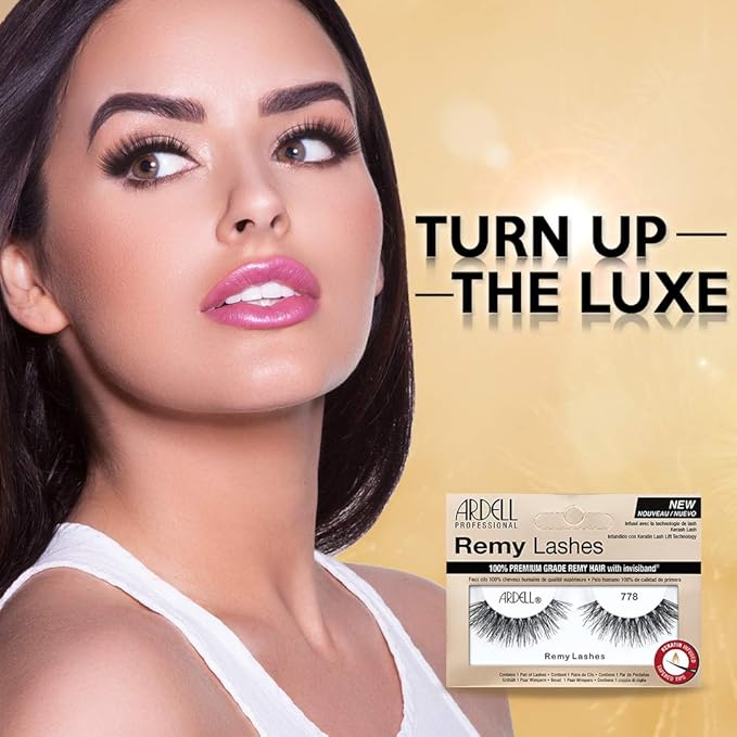 Ardell Remy Lash 778, Premium Grade Remy Hair False Lashes with Invisiband, 4 Pairs