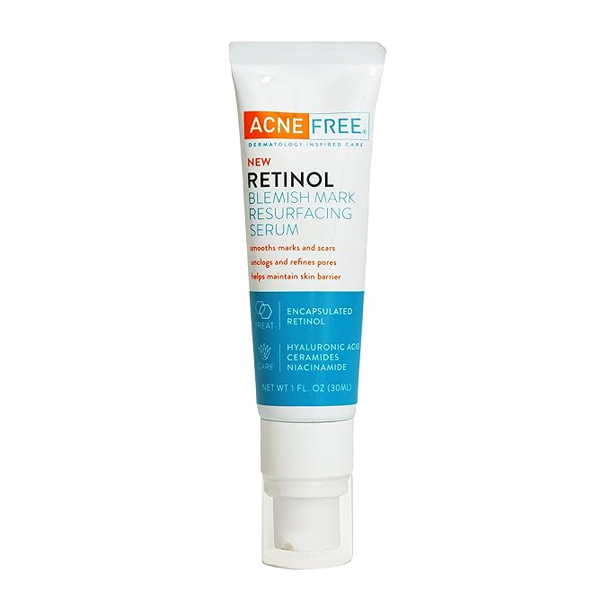 AcneFree Retinol Blemish Mark Resurfacing Serum with Hyaluronic Acid, and Niacinamide | Helps to Reduce the Appearance of Acne Marks | Redness Control | 1 Ounce