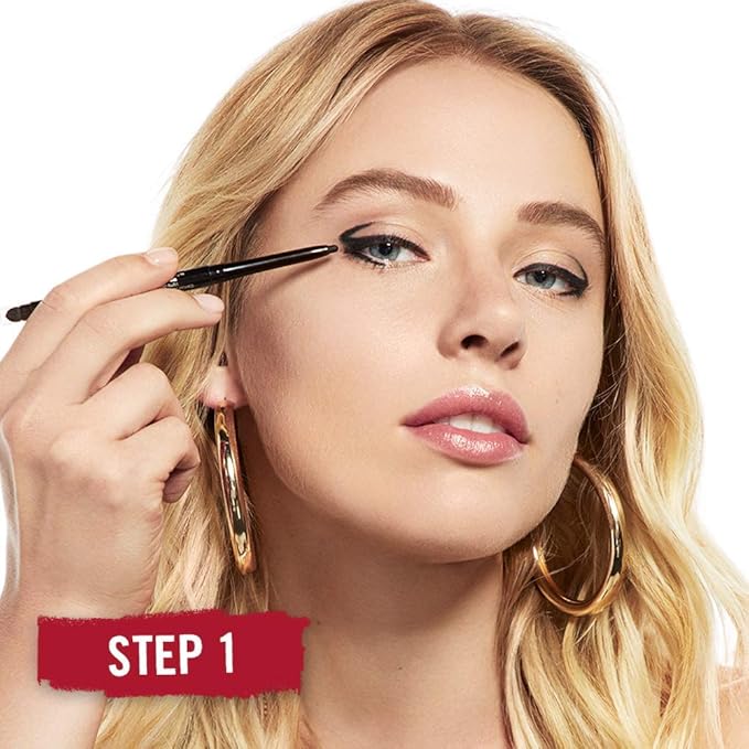Rimmel London Exaggerate Waterproof Eye Definer Eyeliner, Highly Pigmented, Long-Wearing, Built-In Smudger, 262, Blackest Black, 0.01oz, 1 Count (Pack of 2)