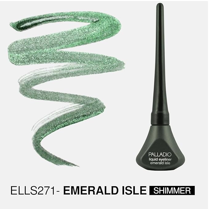 Palladio Liquid Eyeliner, Highly Pigmented and Waterproof, For Intense Eye Definition, Smear-proof Eyeliner Liquid, Includes Easy Grip Wand and Felt Tip Applicator, Emerald Isle