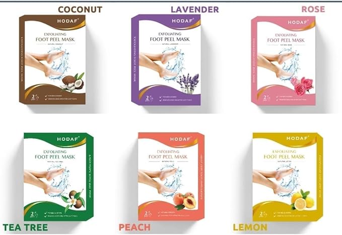 HODAF Foot Peel Mask 2 Pack Peeling Foot Mask - Repairs Heels & Removes Dry Dead Skin Baby Soft Feet - Men Women Exfoliating Foot Peel Mask for Dry Cracked Feet Callous Remover (Lavender)