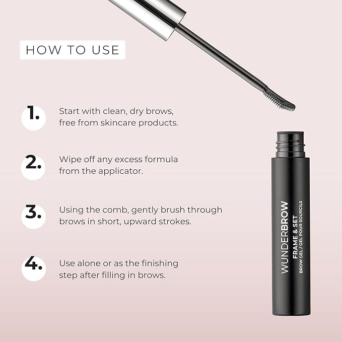 Wunderbrow Frame & Set Brow Gel, Clear Eyebrow Gel for Long-Lasting Flexible Hold, Flake-Free & Zero Residue