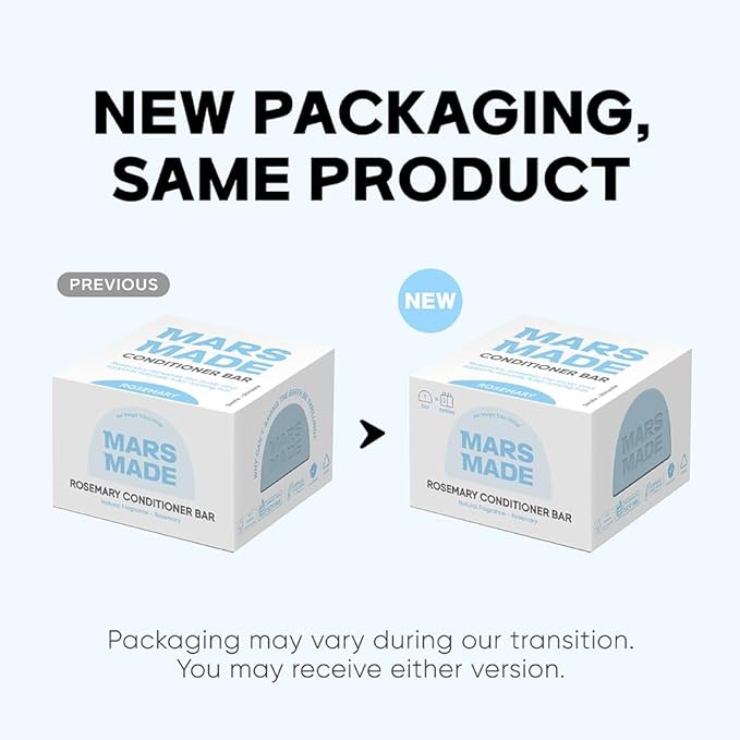 MARS MADE Rosemary Conditioner Bar - Soothing & Stimulating Natural Deep Conditioner for All Hair Types - Hair Growth Moisturizing Cleansing Solid Soap Bar Zero Waste, No Animal Trials 3.5 oz