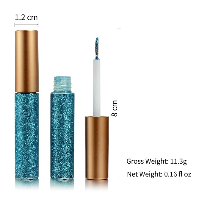 Liquid Glitter-Eyeliner, Shimmer-Water-proof Eye-Glitter Makeup Colorful Eye Liner Liquid Eyeliner (Blue)