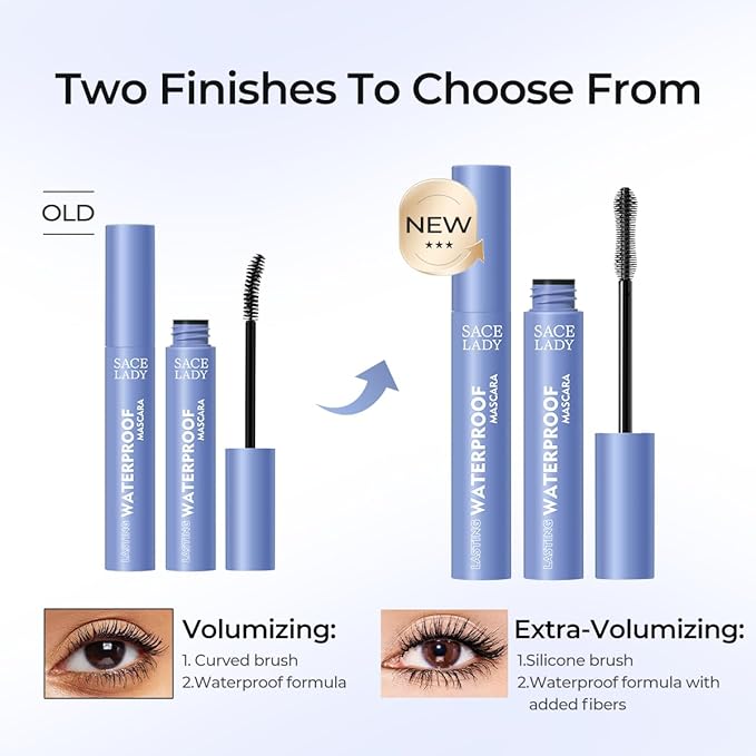 SACE LADY Black Mascara, Extra Volume Lengthening Eyelashes Mascara, Long Wearing Natural-Looking Smudge-Proof No Clumping Eye Makeup