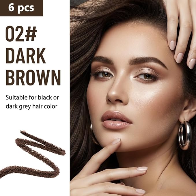 WanTuoluo Eyebrow Pencils for Women with Sharpener, 6Pcs Hard-Core Wooden Eye Brow Eye Liner Pencils for Beginner Makeup, Waterproof & Sweat-Proof (6Pcs-Dark Brown)
