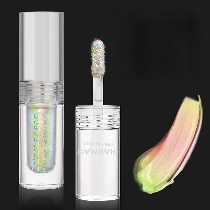 CHARMACY Multichrome Glitter Liquid Eyeshadow, Chameleon Shifting Color, Holographic Metallic Eyeshadow, Long-Lasting Wear, Vegan Eye Topper for Party, Daily Makeup #05