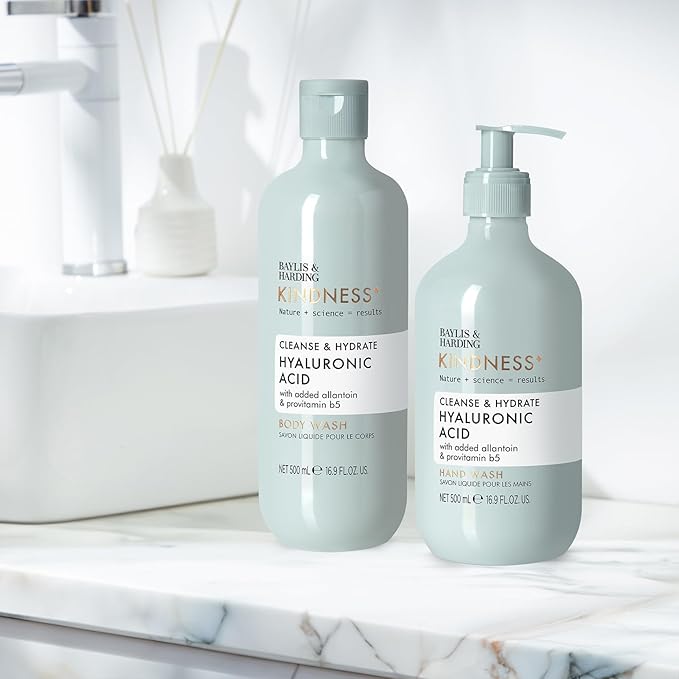 Baylis & Harding Kindness + Hyaluronic Acid, Pear & Orange Blossom Fragrance, 16.9 fl. oz Cleanse & Hydrate Hand Soap (Pack of 3) - Biodegradable Formula - Vegan Friendly