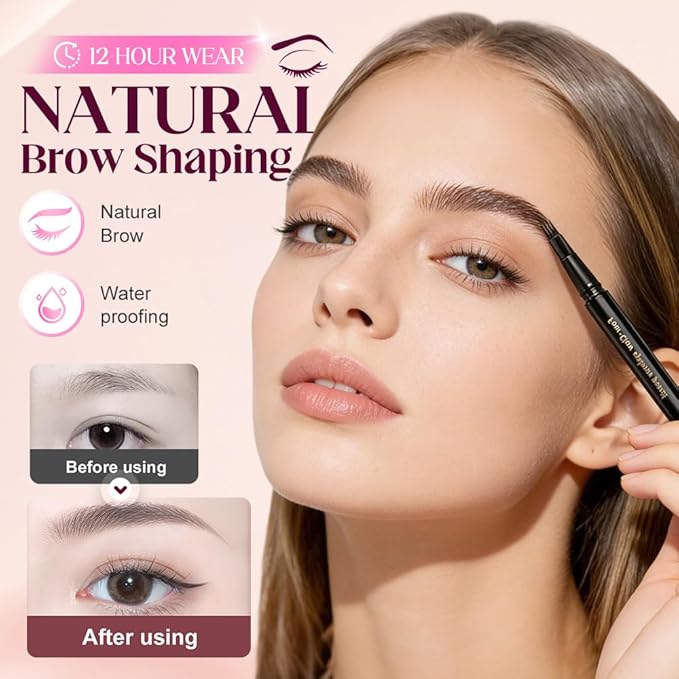 Eyebrow Dye for Men, Waterproof Magic Eyebrow Pencil, Beard Pencil Filler for Men, Waterproof Sweat Proof Long Lasting Eyebrow Makeup for Full, Defined Eyebrows (Black)
