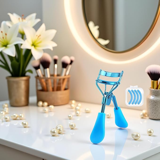 Blue Eyelash Curlers for Women Eyelash Curler with 4 Replacement Refill Pads Lash Curler Premium Quality Eye Lash Curler Makeup Eyelashes Tool to Curl and Lifted Lashes Eye