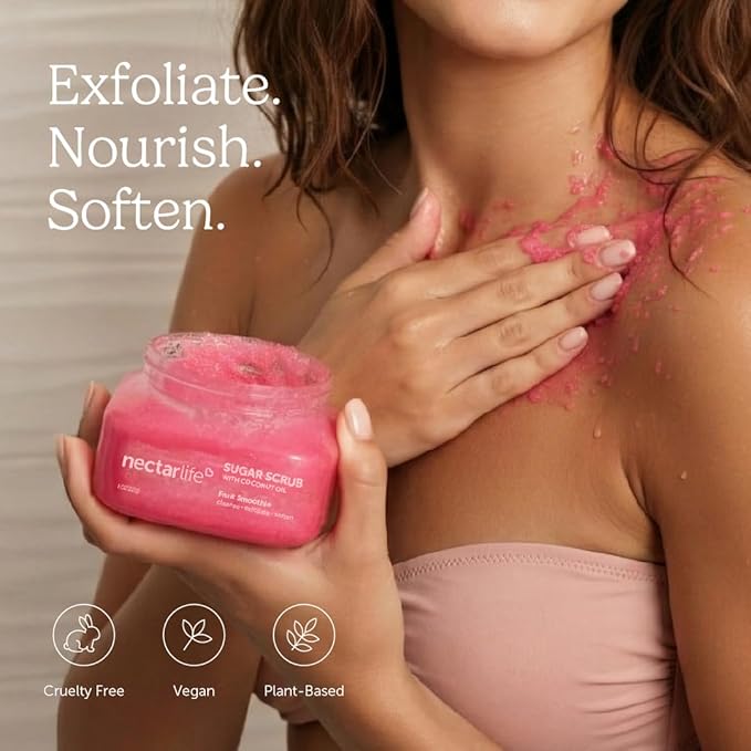 Sugar Body Scrub, Exfoliating Body Scrub with Moisturizing Shea Butter and Coconut Oil, Paraben Free, SLS Free, Cruelty Free Skin Care for Women and Girls, Handmade Fresh, 8 Oz (Lavender)