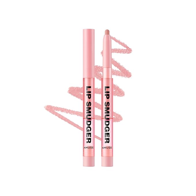Amuse SEOUL Lip Smudger (02 ROSE) - Nude Rose, Lip Liner Pencill, Creamy Lip Crayon, Smooth Velvet Texture, Multi-Use Lipliner, Overlip Line Color, Vegan, Korean Beauty