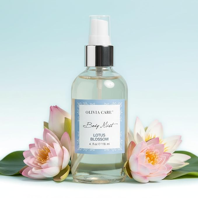 Olivia Care Body Mist Spray Made with Natural Lotus Blossom Fragrance Scent - Refreshing, Soothing & Cooling- Eliminate Odor with Fresh Aroma
