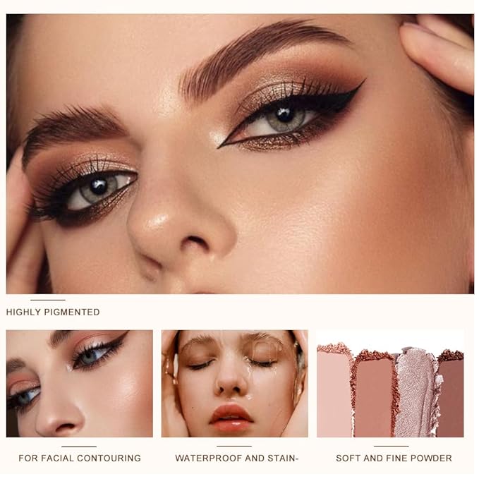 Cool Greige Brown Eyeshadow Palette Matte & Shimmer Eye Shadow, Cream Beige Mushroom Brown Champagne Bronze Shimmer, Blendable Long Lasting Crease Resistant Natural Daily Eye Makeup, Paleta de Sombras