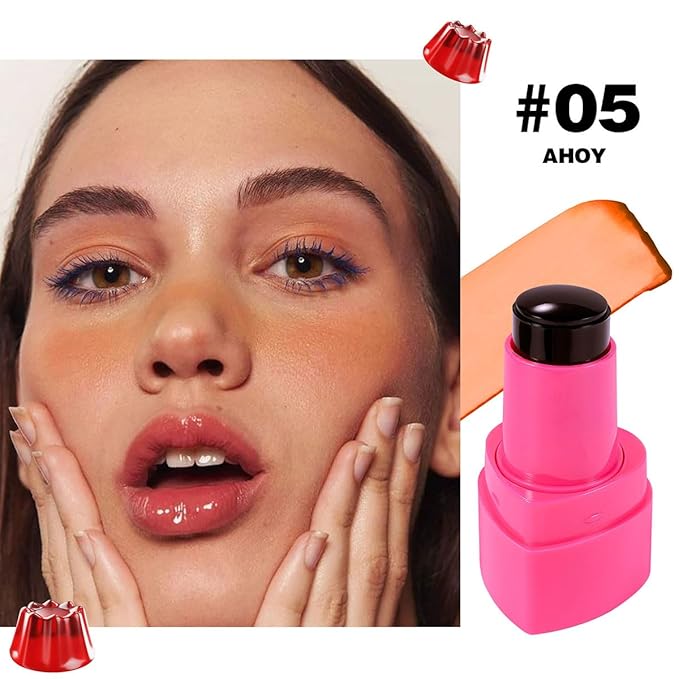 Multi-Use Cooling Water Jelly Blush, Juicy Love Blush, 3-In-1 Cheek Tint & Eyeshadow & Lip Tinted, Long-Lasting Moisture Creates A Moist Watercolor Effect-1,000+ Swipes Per Stick (#05)